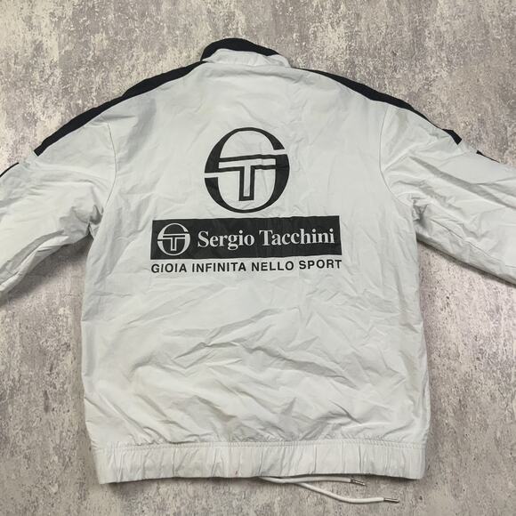 Sergio Tacchini Jacket Mens Medium White Tracksuit Windbreaker Full Zip Running - Picture 5 of 11